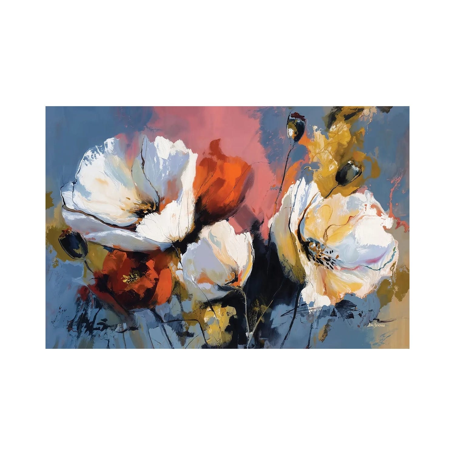 "Expressive Abstract Floral" by Leon Devenice Canvas Print