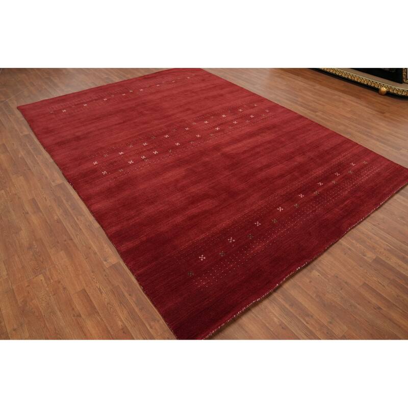 Hand Knotted Oriental 100% Wool Carpet Tribal Tribal Red Gabbeh Area Rug - 11' 3'' X 8' 2''