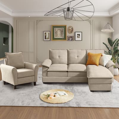 82.28" L Shaped 3 Pieces Living Room Sets
