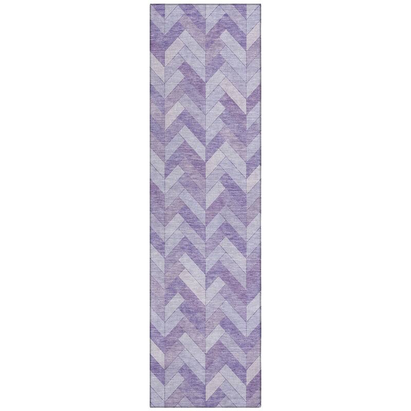 Machine Washable Indoor/ Outdoor Modern Chevron Chantille Rug