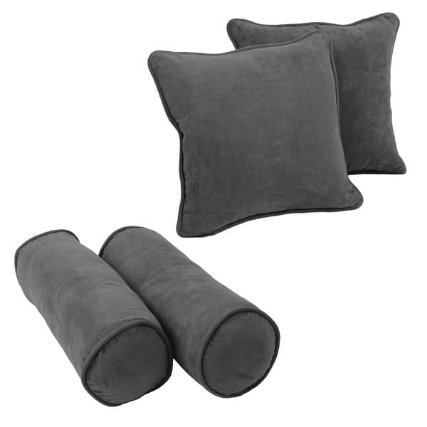 Blazing Needles Microsuede Throw Pillow Set (Set of 4) - Steel Grey