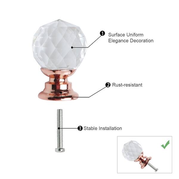 20mm Dia Crystal Knob Dresser Pull Handle for Furniture Rose Gold 8pcs - Rose  Gold Color - Bed Bath & Beyond - 28884648