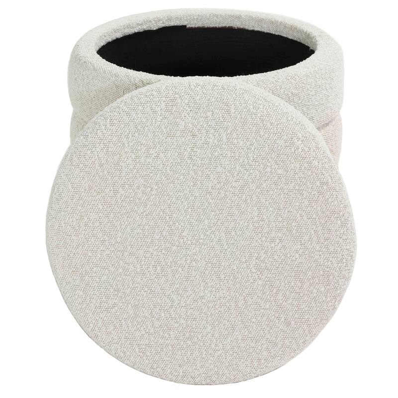 Cortesi Home Morcant Cylindrical Storage Ottoman, Light Grey