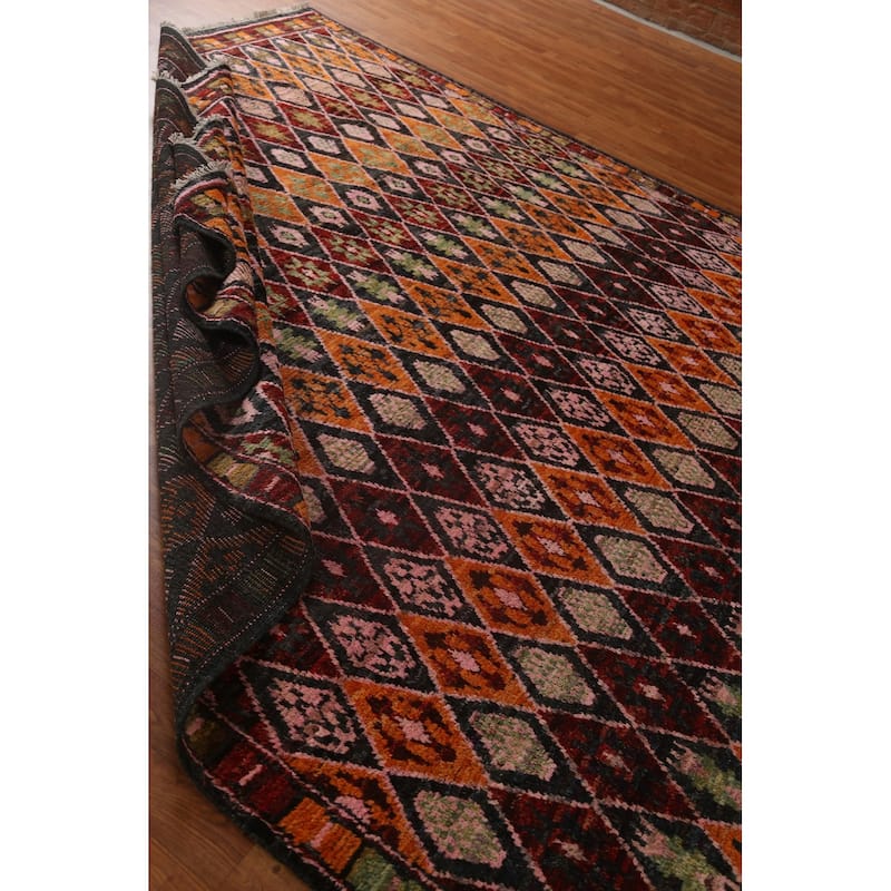Trellis Moroccan Tribal Wool Area Rug Hand-knotted Living Room Carpet - 8'6" x 10'0"