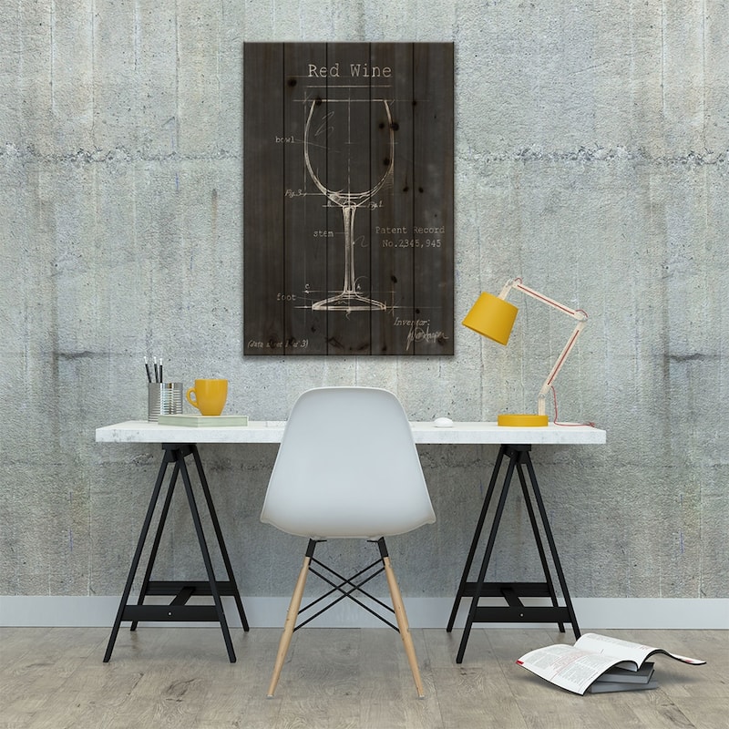 Barware Blueprint III Print On Wood by Ethan Harper - Multi-Color