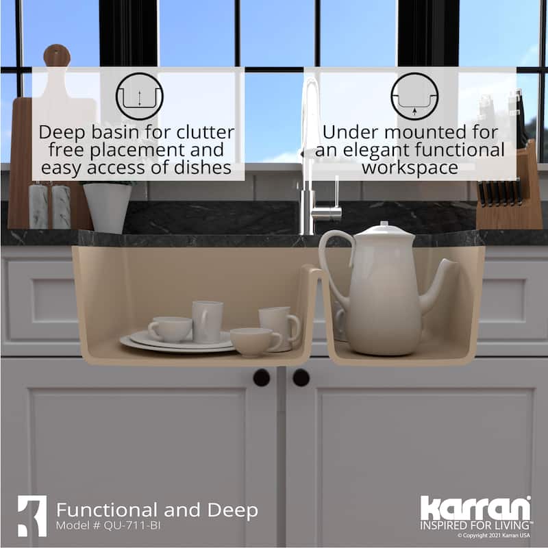 Karran Undermount Quartz Double Bowl Kitchen Sink