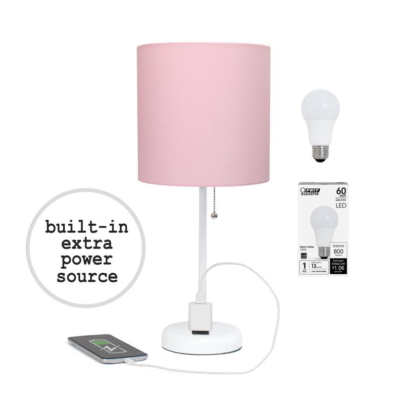 Simple Designs 9.5" Desk Lamp with Charging Outlet and LED Bulb Included - 19.50