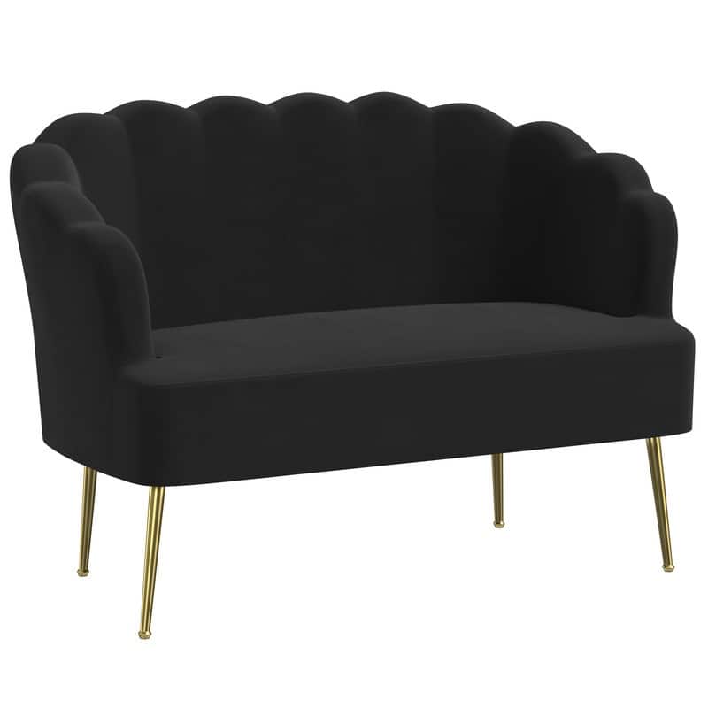 Velvet Comfortable Softness Metal Legs Loveseat Sofa