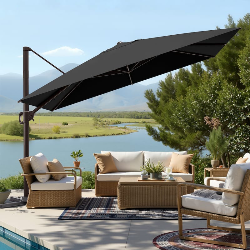 Crestlive Products 11 x 9 FT Outdoor Patio Offset Cantilever Umbrella - Black