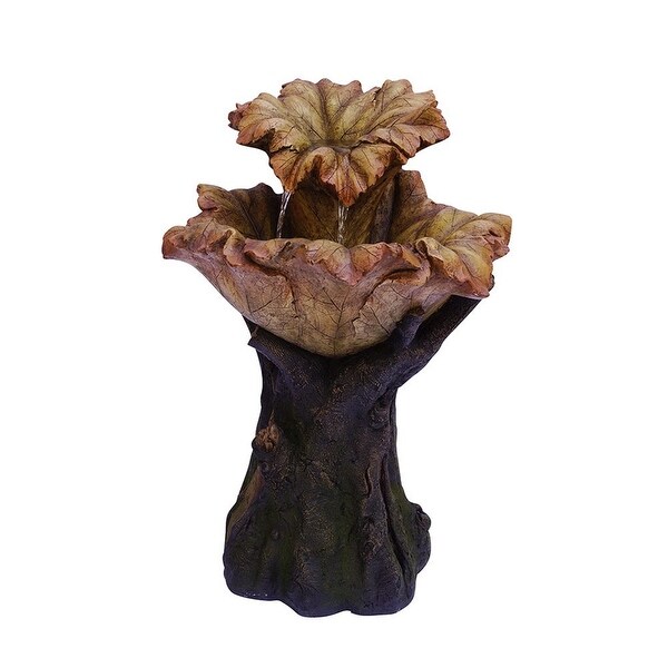 Woodland Rainforest 2 Tier Cascading Leaf Indoor/Outdoor LED Fountain 31 Inch