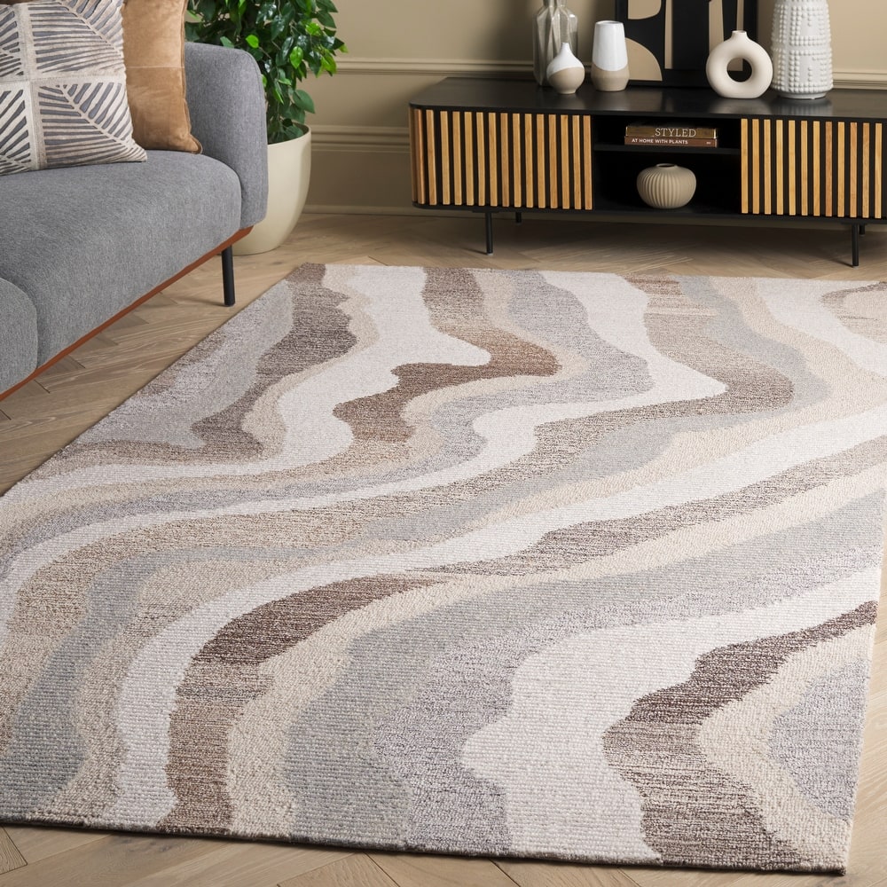 SAFAVIEH Handmade Ebony Romi Modern Abstract Wool Rug