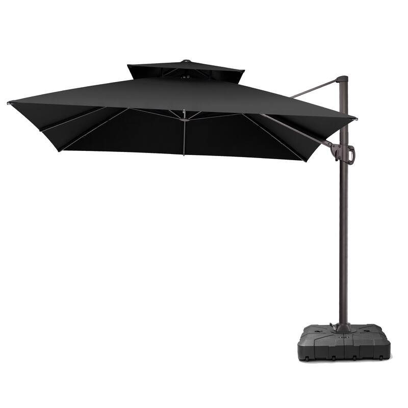 Pellebant Outdoor 10x10 FT Square Cantilever Patio Umbrella 360 Degree Rotation with HDPE Base