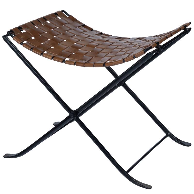 Butler Karma Brown Woven Leather Stool