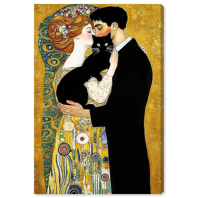 Kiss with Cat Canvas by Art Remedy, Gallery Wrapped - 20" x 30"
