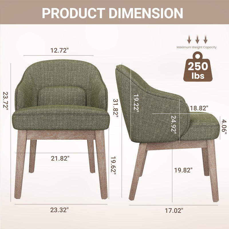 Vintage-Inspired Kitchen Chairs with Curved Backrest Tapered Metal Legs for Dining Room