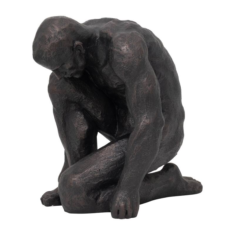 Kneeling Figurative Statue - 16", Black - 15" x 12.25" x 15"