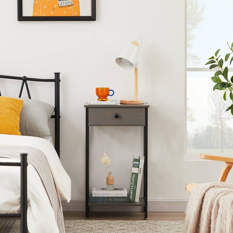 Javlergo Tall Side End Table, Modern Nightstand with Storage Shelf and Drawer