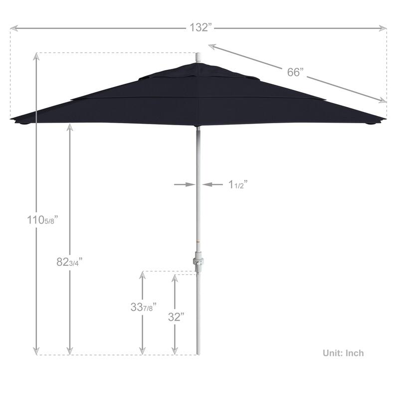 California Umbrella 11' Rd. Aluminum Patio Umbrella, Crank Lift, Collar Tilt, Dbl Wind Vent, White Finish, Sunbrella Fabric