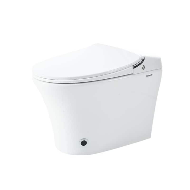 Smart Bidet Toilet with Warm Water Wash & Dryer, Heated Seat, Self-Cleaning, Remote Control, Power Outage Flushing, Elongated - White