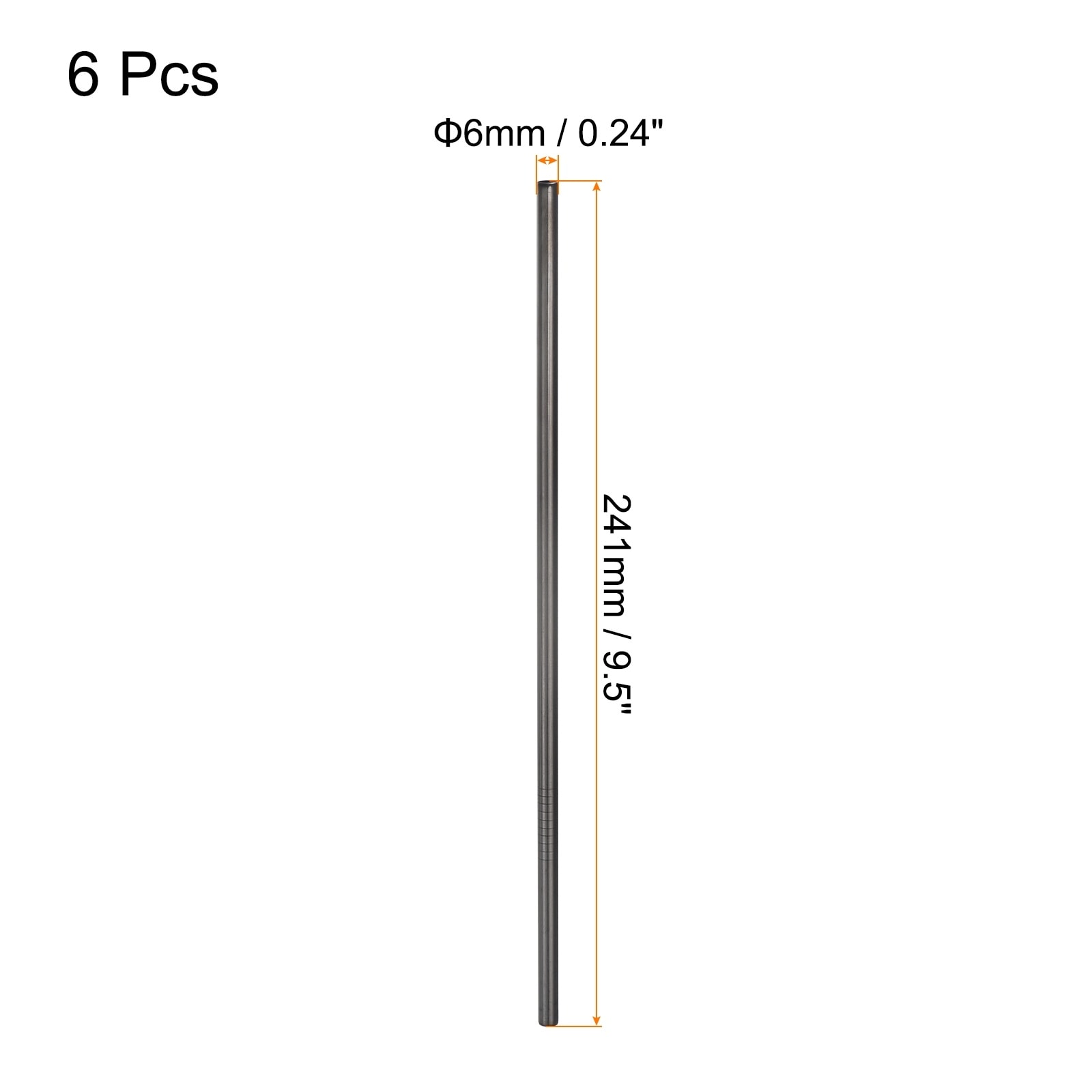 Reusable Metal Straws 6Pcs, Stainless Steel Straight Straw 9.5