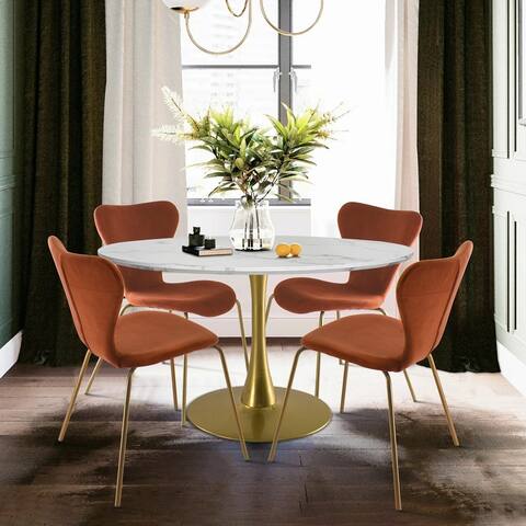 5-Piece Dining Set with Velvet Chair and Dining Table