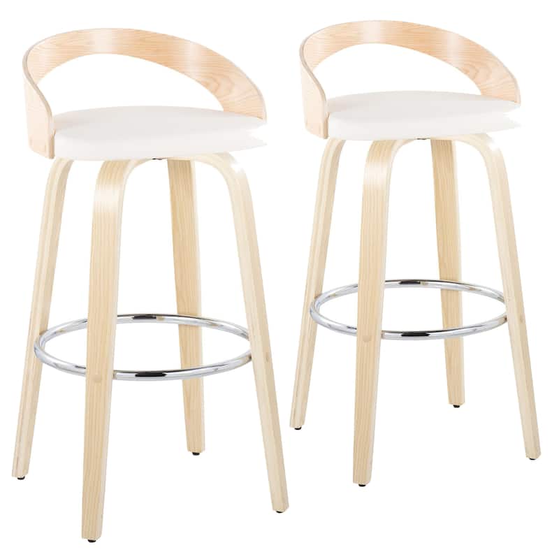 Carson Carrington Stavanger 30" Fixed-Height Bar Stool with Bent Wood Legs & Round Footrest (Set of 2)