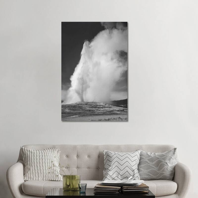 iCanvas "Old Faithful Geyser, Yellowstone National Park" by Ansel Adams Canvas Print - 48x32x1.5