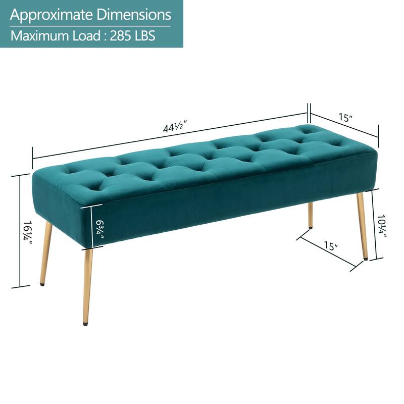 Modern 44" Length Button Tufted Bench