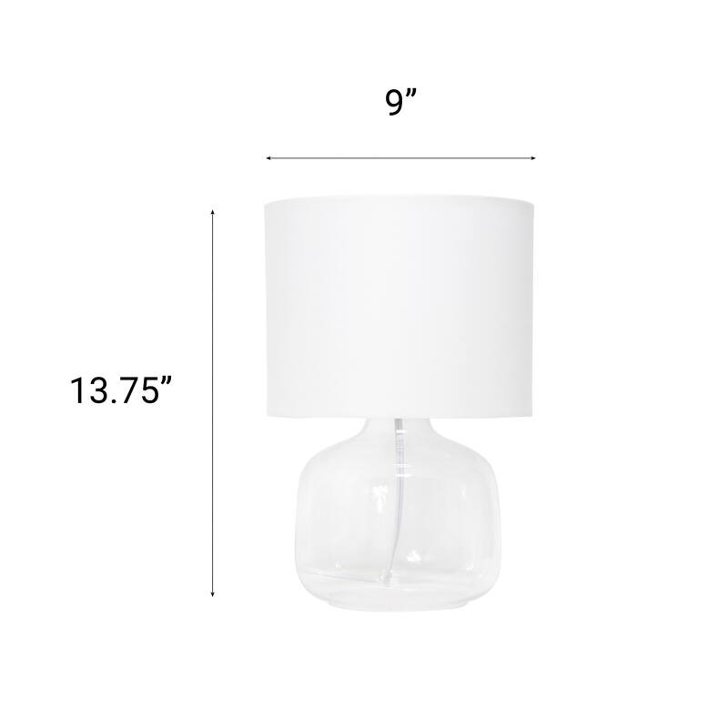 Round Glass Table Lamp with Drum Shade - 13.75" - Clear and White
