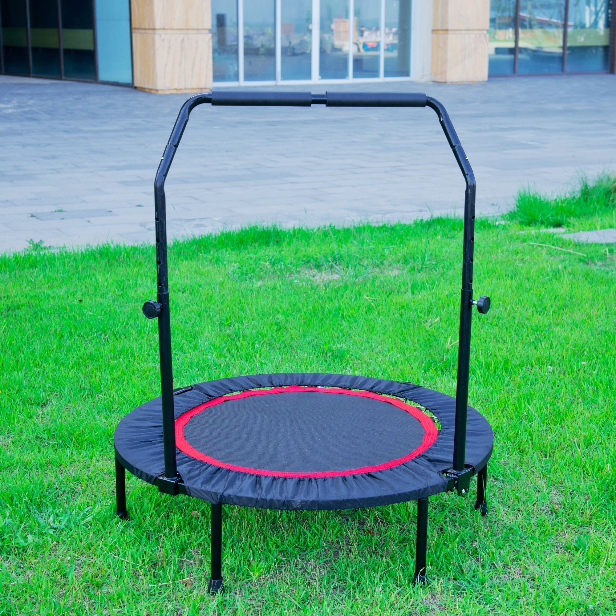 Heavy-Duty Trampoline - Safety Enclosure Net, Reinforced Jumping Mat, Spring Cover Padding, Ladder - Black - 39.37
