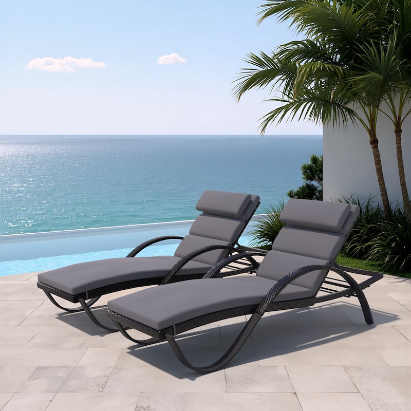 Deco 2 Aluminum Outdoor Patio Chaise Lounges Set