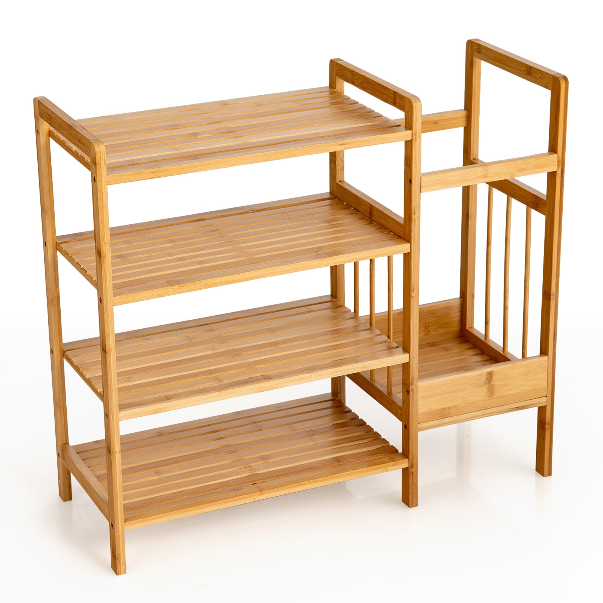 Costway 4 Tier Bamboo Shoe Rack Entryway Organizer w Umbrella Holder See details