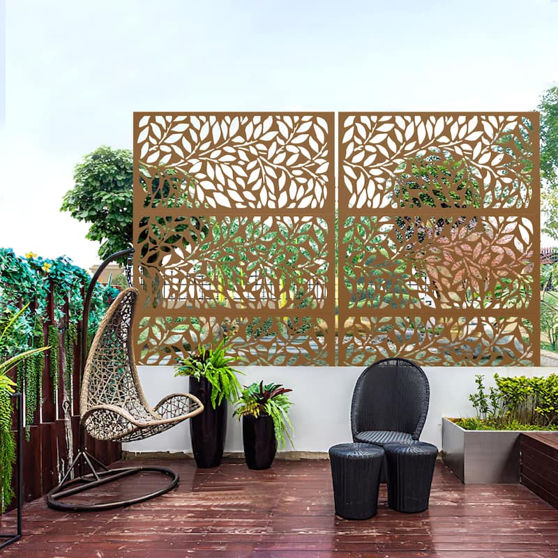 Lirago Metal Privacy Screen Wall Decoration Free Standing-6.3 ft. H X 4 ft. W