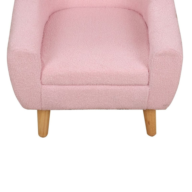 Aria Home Pink Kids Club Chair Plush Teddy Fabric Armchair for Kids