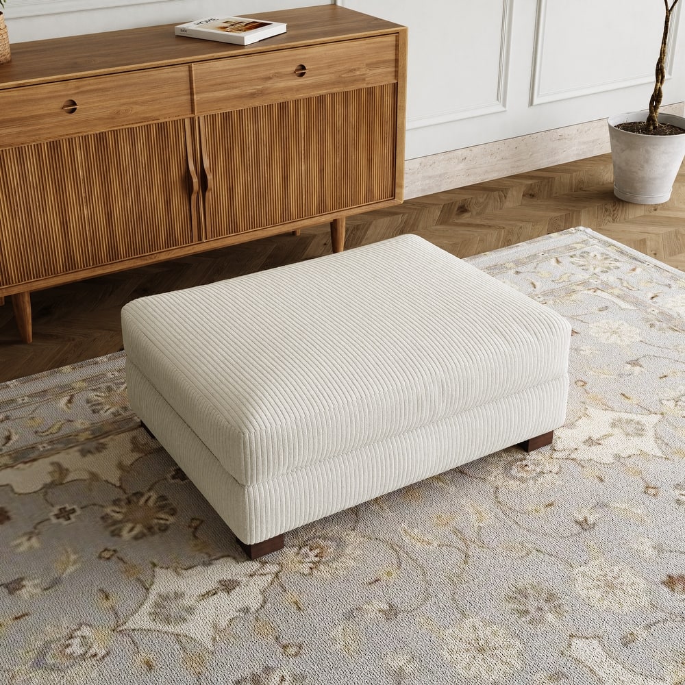 Rectangle Corduroy Ottoman for Living Room
