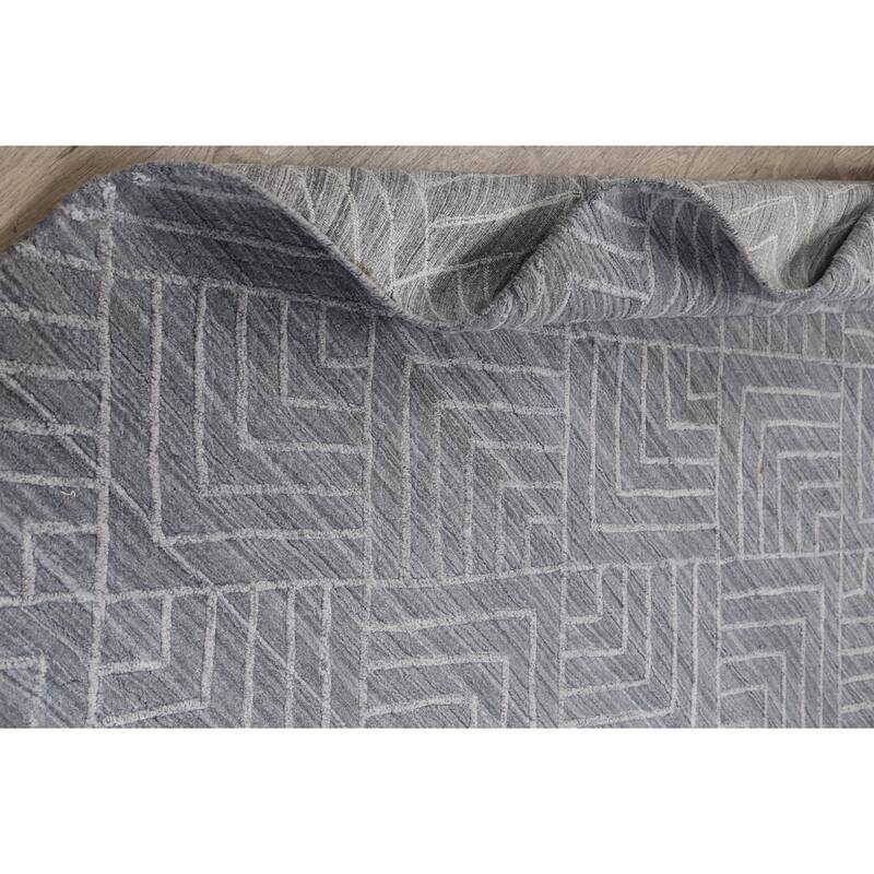 Grey Geometric Modern Moroccan Oriental Area Rug Wool Hand-knotted - 5'1" x 7'10"