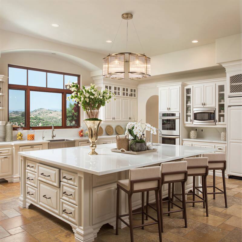 Modern Glam 6-Light Clear Glass Drum Chandelier for Living/Dining Room - Gold