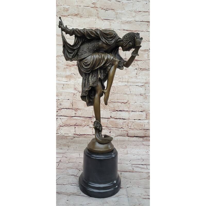 Ankara Imitative Snake Dancer Art Deco Nouveau Bronze Sculpture Signed J.R. Colinet