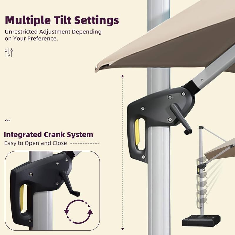 PURPLE LEAF 9 x 11ft Outdoor Rectangle Large Cantilever Umbrella with Base