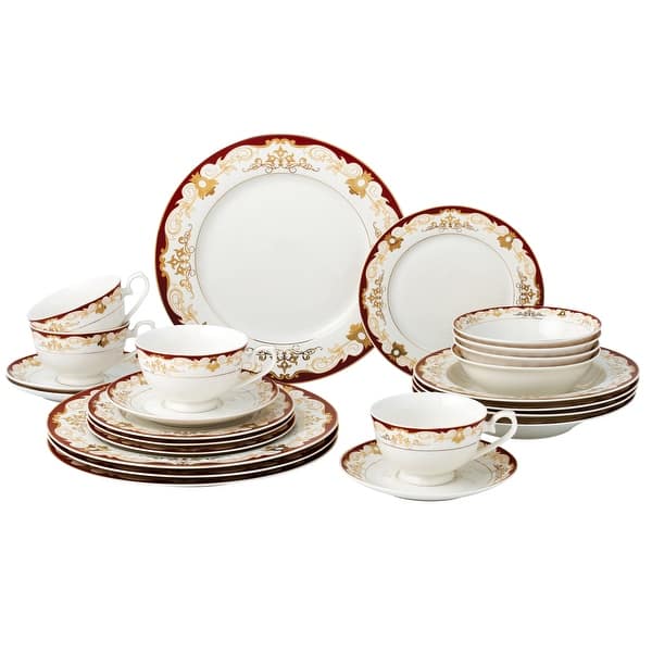 24 Piece Dinnerware Set-Bone China, Service for by Lorren Home