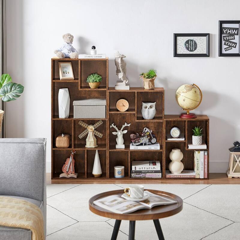 VECELO Wide Wood Organizer Bookcase Sets