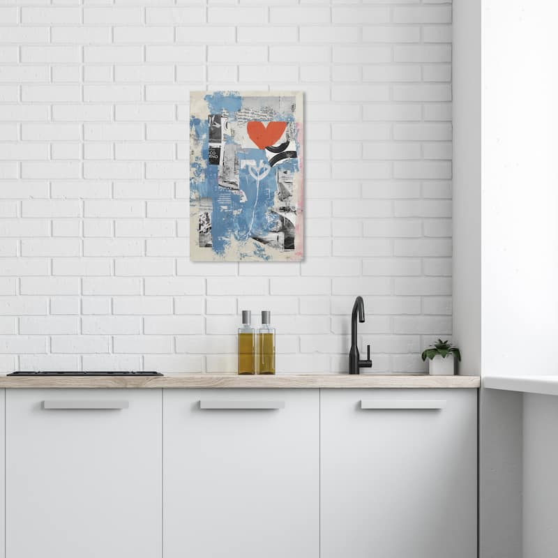 Wynwood Studio Canvas Abstract Love on the fly Blue Modern & Contemporary Wall Art Canvas Print - 16 x 24