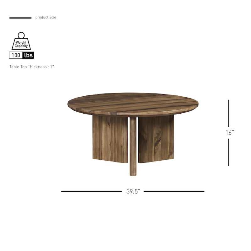 NPD Furniture Petrilio Round Acacia Wood Coffee or Side Table