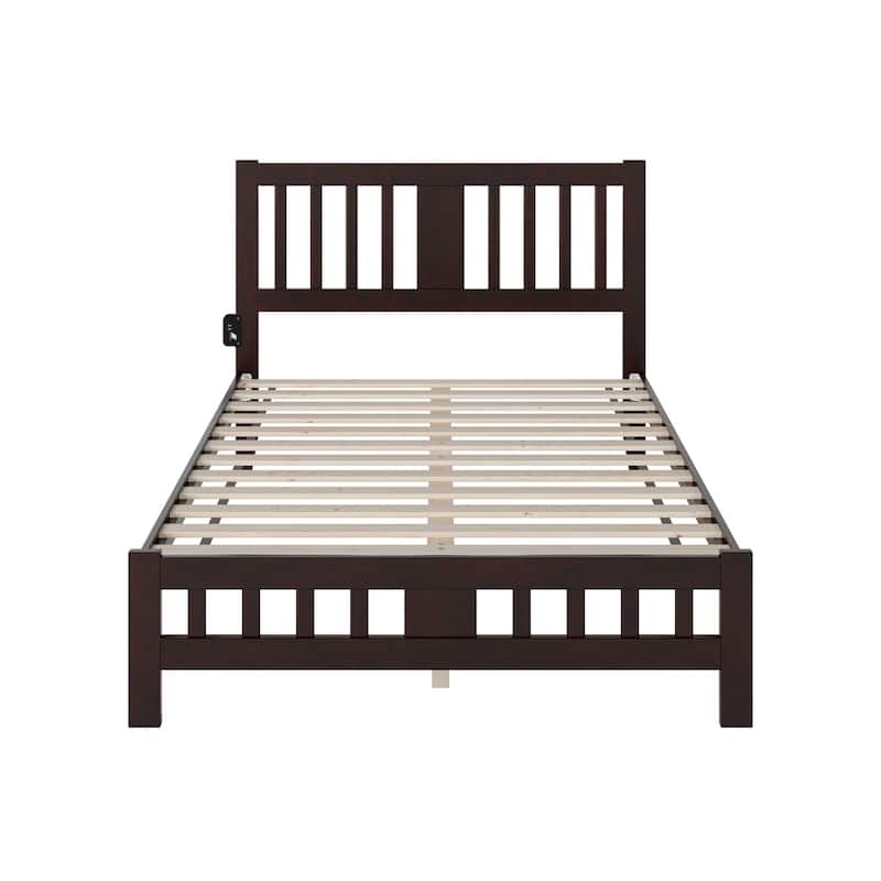 Appeal Full Bed - Espresso Wood Frame with Headboard & Footboard - Slat Kit Included - No Box Spring Needed