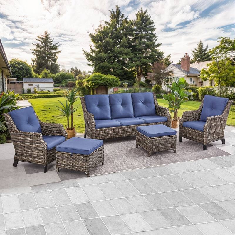 Gymojoy Outdoor Wicker Furniture Set with Cushions All-Weather PE Rattan