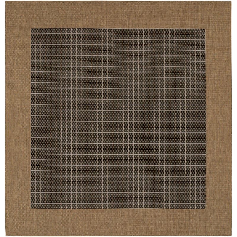 Dream Decor Rugs Pergola Quad Indoor Outdoor Area Rug - 7'6" Square - Black/Brown