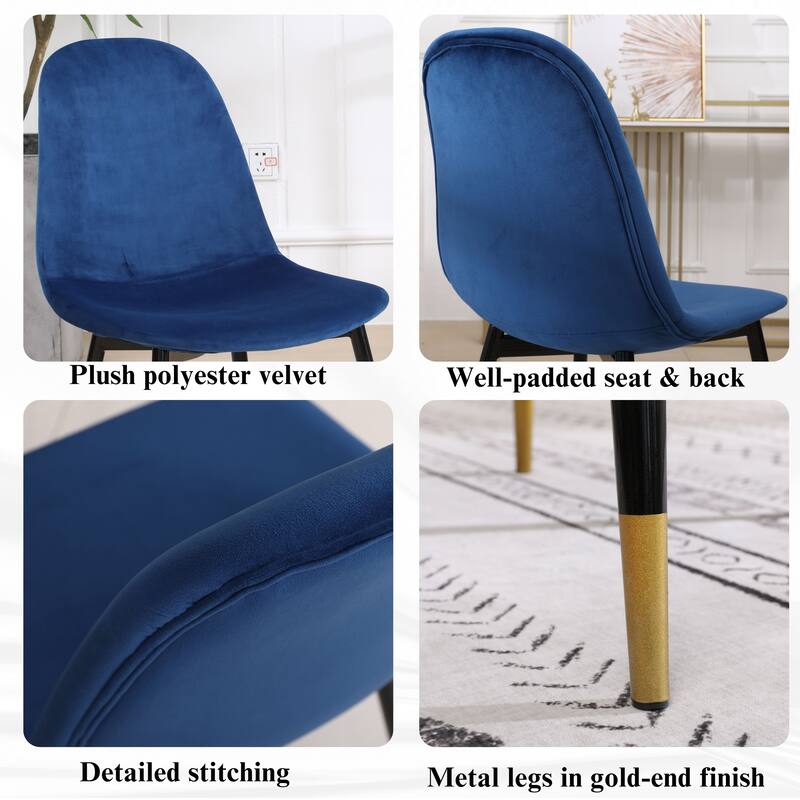 5-Piece, Modern Round Table Dining Set with Trestle Round Table and 4 Chairs, for Kitchens and Dining Rooms, Blue