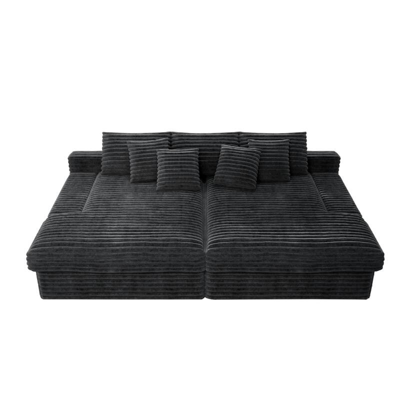 Roomfitters 118.1" Modular Sectional Sofa, 2-Piece Compressed Cloud Couch, No Assembly Required, Plush Corduroy, Grey