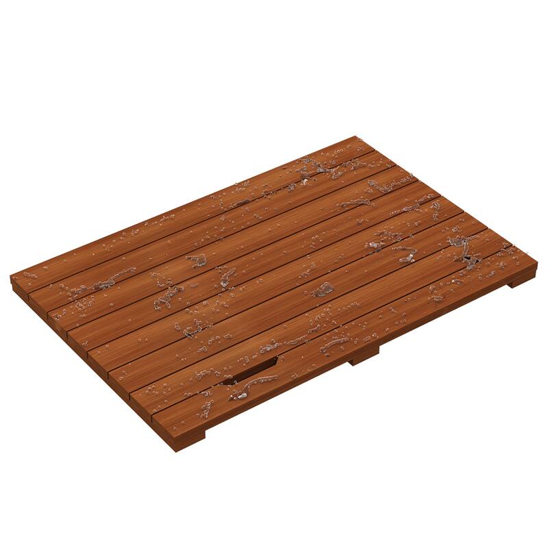 Solid Teak Wood Bathroom Shower Mat Bathroom Anti-Slip Mat For Bathroom, Outdoor "L23.6-W15.7"