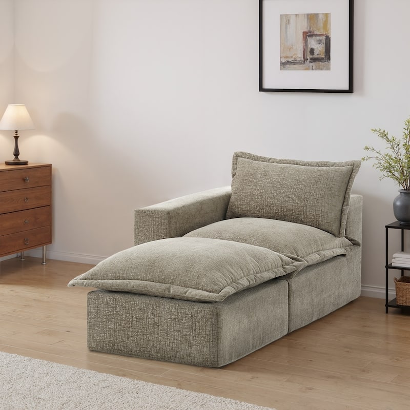 Chenille L-Shaped Modular Sectional Sofa Comfy Cloud Couch For Living Room